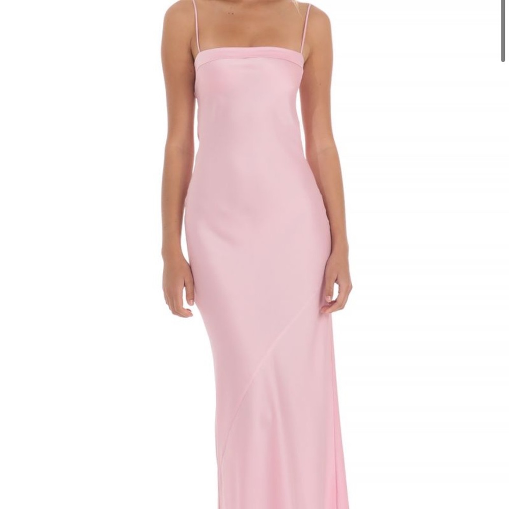 Lucy in the Sky Pink Satin Open Back Maxi Dress